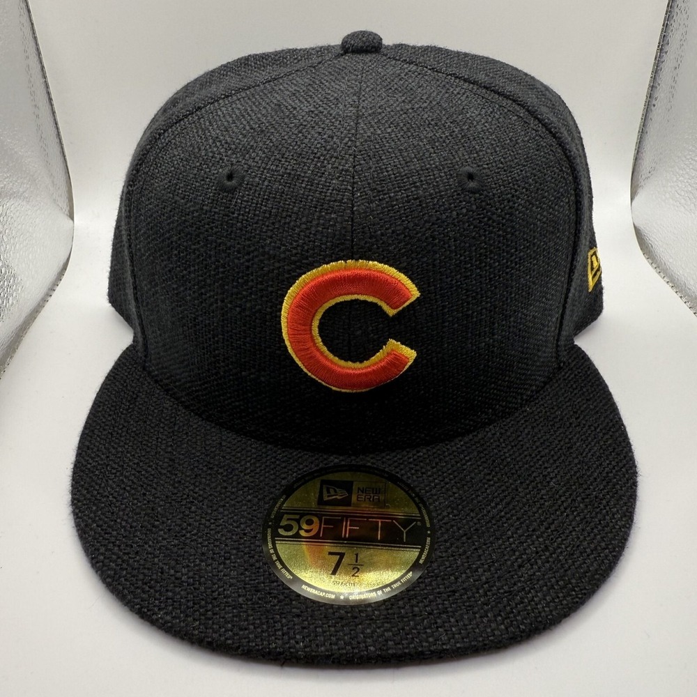 New Era 59Fifty Chicago‎ Cubs Black Hemp Fitted Hat Size 7 1/2